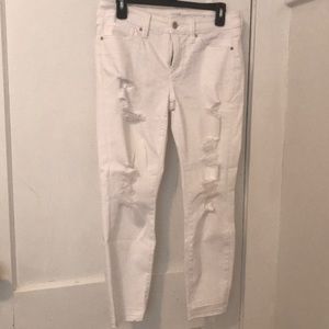 a.n.a distressed white skinny jeans